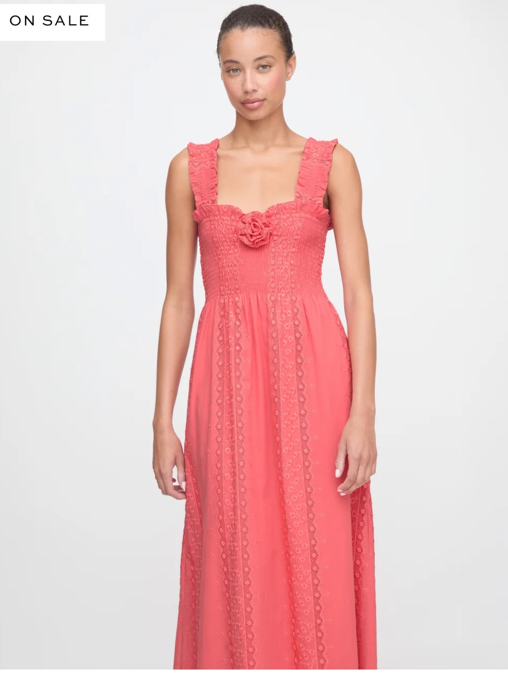 Hill House Home The Rosetta Nap Dress in Coral Voile Broderie Size Medium